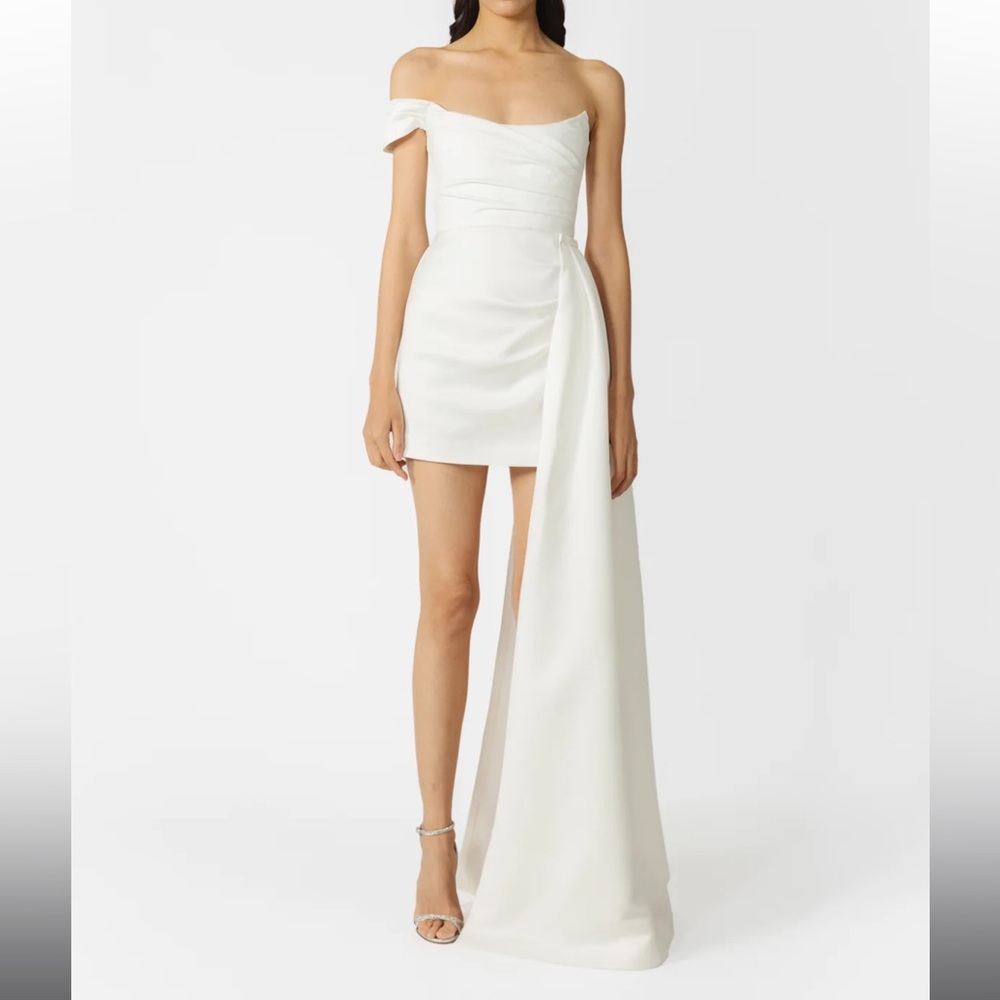 White Asymmetrical One Shoulder Cocktail Dress